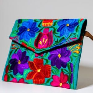 NWT Blue Huipil Artisanal Clutch